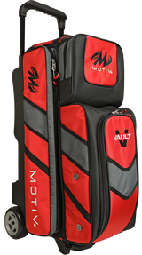 Motiv Vault 3 Ball Triple Roller Fire Red Bowling Bag suitcase league tournament play sale discount coupon online pba tour