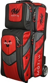 Motiv Vault 3 Ball Triple Roller Fire Red Bowling Bag suitcase league tournament play sale discount coupon online pba tour