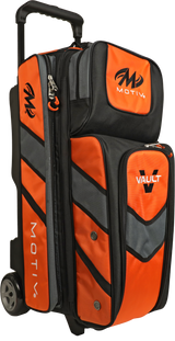 Motiv Vault 3 Ball Triple Roller Tangerine Bowling Bag suitcase league tournament play sale discount coupon online pba tour