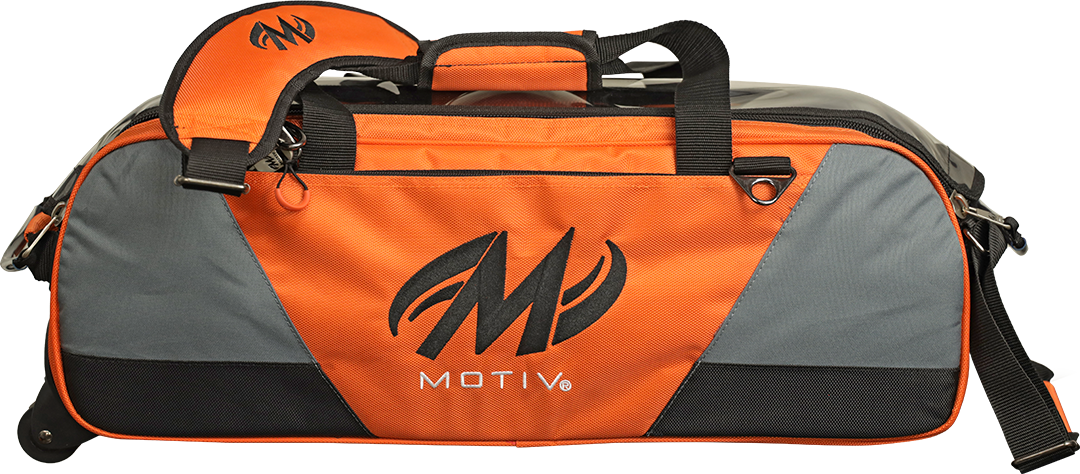 Motiv Ballistix 3 Ball Triple Tote Tangerine Bowling Bag suitcase league tournament play sale discount coupon online pba tour