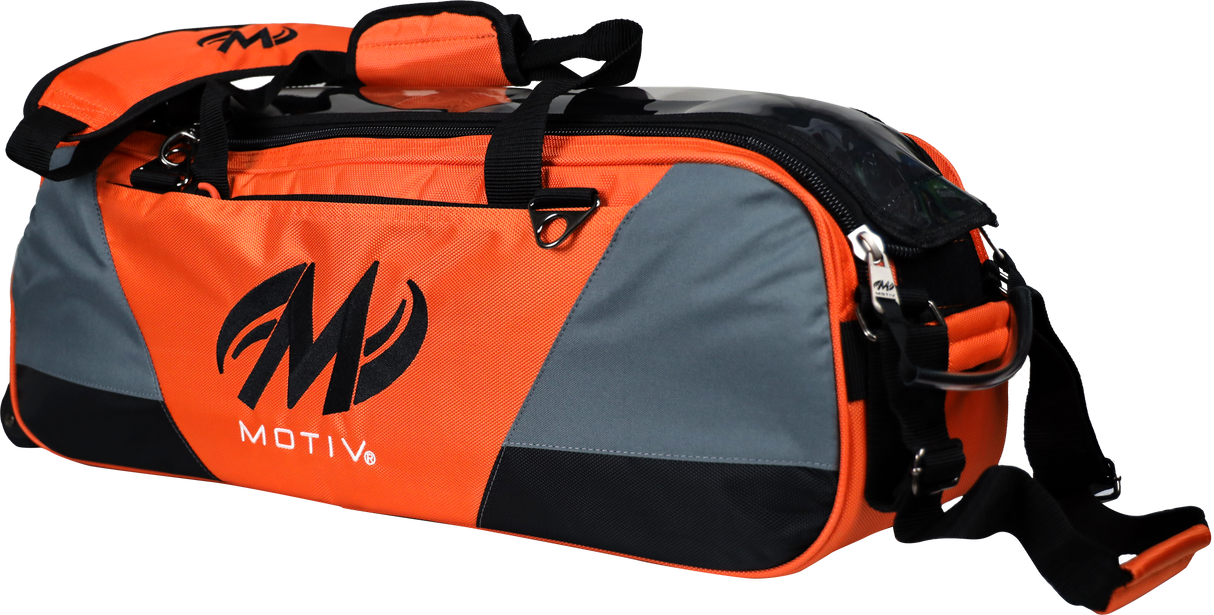 Motiv Ballistix 3 Ball Triple Tote Tangerine Bowling Bag suitcase league tournament play sale discount coupon online pba tour