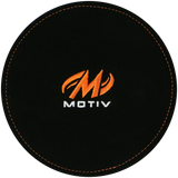 Motiv Disk Shammy Black Premium leather construction. Highly absorbent shammy removes oil to maximize ball performance. 6" Disk design is easier to hold. Packaged in a zip-lock bag. Hand wash and air dry. inside bowling sale shammy towel for bowlers tournament league
