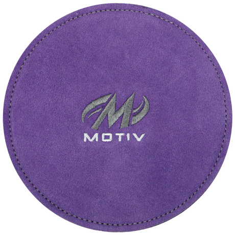 Motiv Disk Shammy Purple Premium leather construction. Highly absorbent shammy removes oil to maximize ball performance. 6" Disk design is easier to hold. Packaged in a zip-lock bag. Hand wash and air dry. inside bowling sale shammy towel for bowlers tournament league