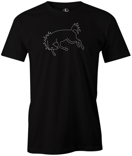 champions-mustang-tee retro bowling ball logo tee bowl bowling shirt league tournament bowler shirt