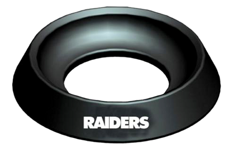 NFL Las Vegas Raiders Ball Cup * Plastic cup holds the ball securely * Black with NFL Las Vegas Raiders team logo * Great display item * Useful for extra bowling ball when bowling leagues or tournaments