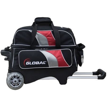 900 Global 2 Ball Roller Deluxe Bowling Bag Black/Red/Silver suitcase league tournament play sale discount coupon online pba tour