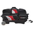 900 Global Deluxe 3 Ball Roller Bowling Bag Black/Red/Silver suitcase league tournament play sale discount coupon online pba tour