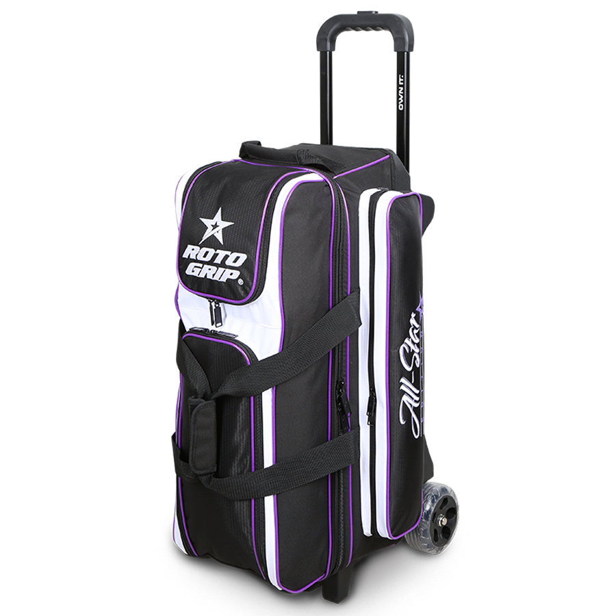 Roto Grip All Star Edition 3 Ball Triple Roller Black/White/Purple Bowling Bag suitcase league tournament play sale discount coupon online pba tour