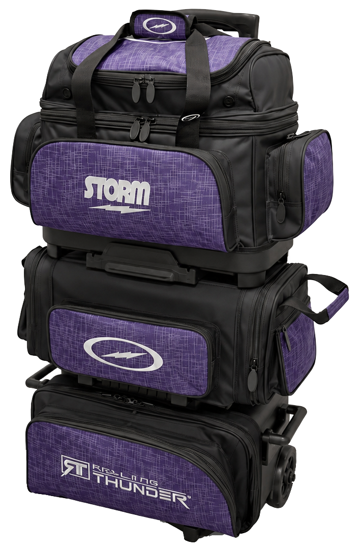 Storm Rolling Thunder 6 Ball Triple Roller Abstract Purple/Black Bowling Bag