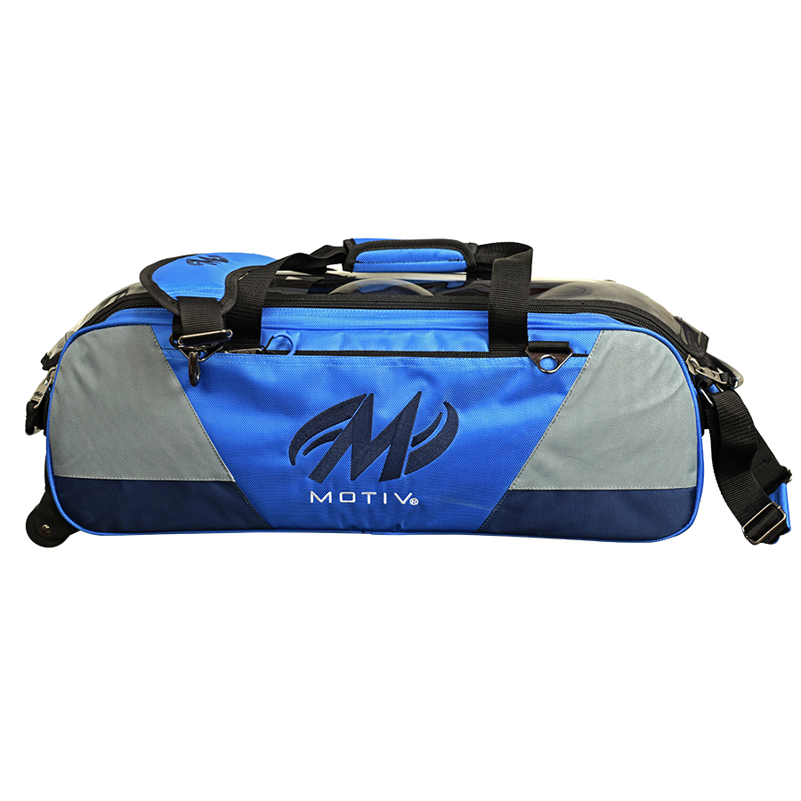 Motiv Ballistix 3 Ball Triple Tote Cobalt Blue Bowling Bag suitcase league tournament play sale discount coupon online pba tour