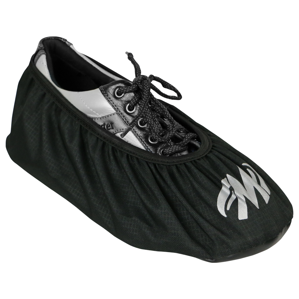 Motiv Resistance Shoe Cover Wear resistance shoe covers when you are off the lanes to guard against spilled beverages, rain, melting snow, and other moisture on bowling center floors.  Highly elastic deseign makes them incredibly easy to slip on and off. Durable construction and comfortable fit. Silver MOTIV logos on the toe and sole. One pair of black shoe covers are in each package. Available in 3 sizes - Small, Medium, and Large.