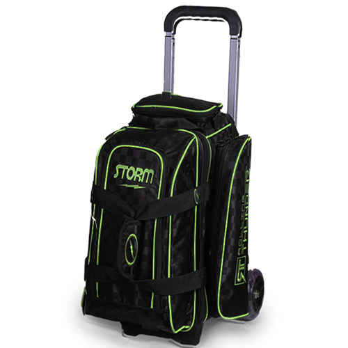 Storm Rolling Thunder 2 Ball Roller Checkered Black/Lime Bowling Bag suitcase league tournament play sale discount coupon online pba tour