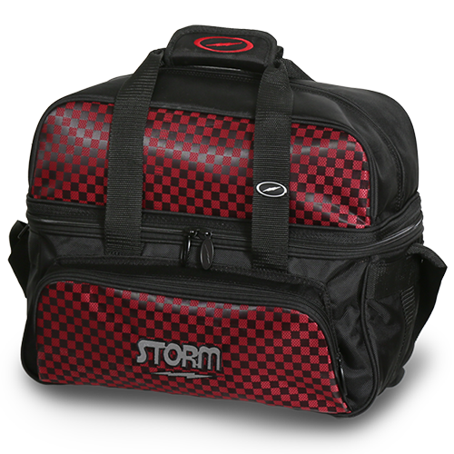 Storm 2 Ball Tote Deluxe Black/Checkered Red Bowling Bag suitcase league tournament play sale discount coupon online pba tour