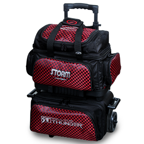 Storm 4 Ball Rolling Thunder Black/ Checkered Red Bowling Bag suitcase league tournament play sale discount coupon online pba tour