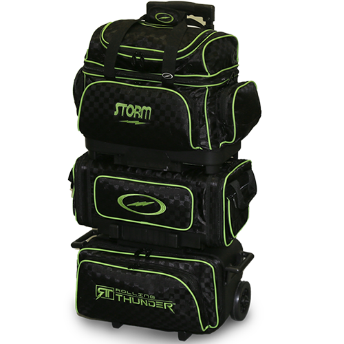 Storm Rolling Thunder 6 Ball Roller Black/Lime Bowling Bag suitcase league tournament play sale discount coupon online pba tour