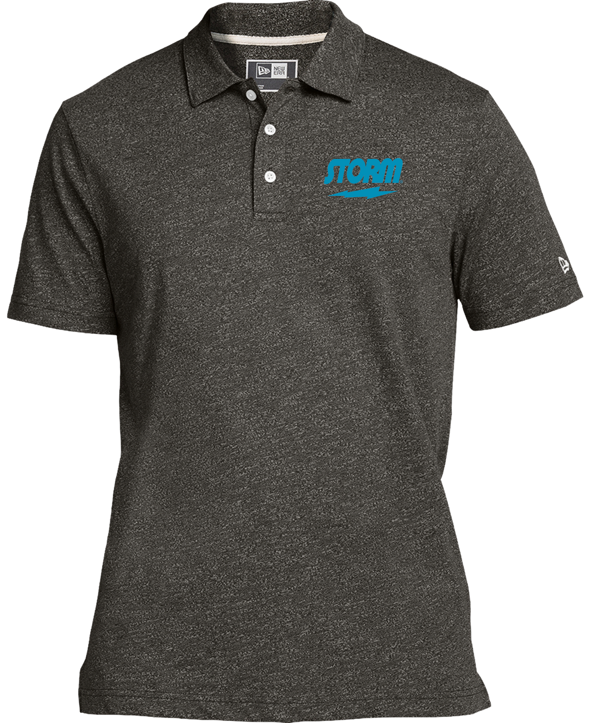 Storm Bowling Electric Blue New Era Twist Polo Black Heather