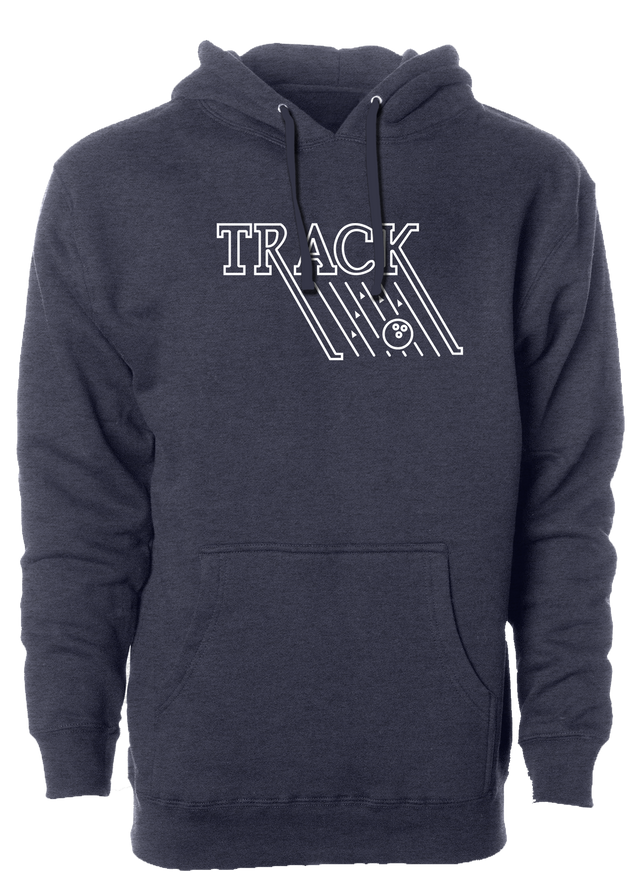 Keep warm in this stylish - Track Retro - design hooded sweatshirt. #TrackBowling #EvolutionaryRevolutionary 60/40 cotton/polyester blend material Standard Fit - Men's Sizing Jersey-lined hood Split-stitched double-needle sewing on all seams Twill neck tape 1x1 ribbing at cuffs & waistband Metal eyelets Front pouch pocket Midweight Hoodie/Hooded Sweatshirt