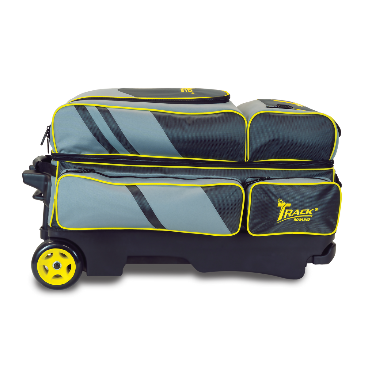 Track Select Triple Roller Grey/Yellow Bowling Bag suitcase league tournament play sale discount coupon online pba tour