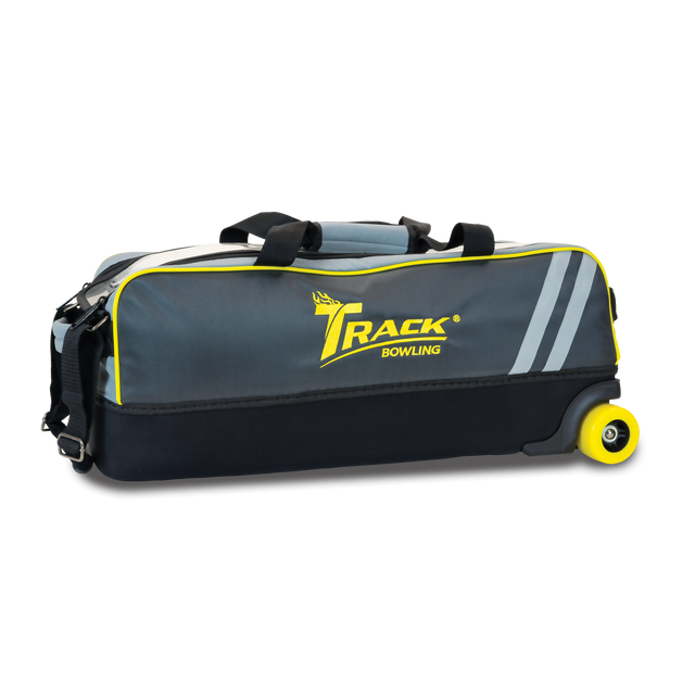Track Select Triple Tote Grey/Yellow Bowling Bag suitcase league tournament play sale discount coupon online pba tour