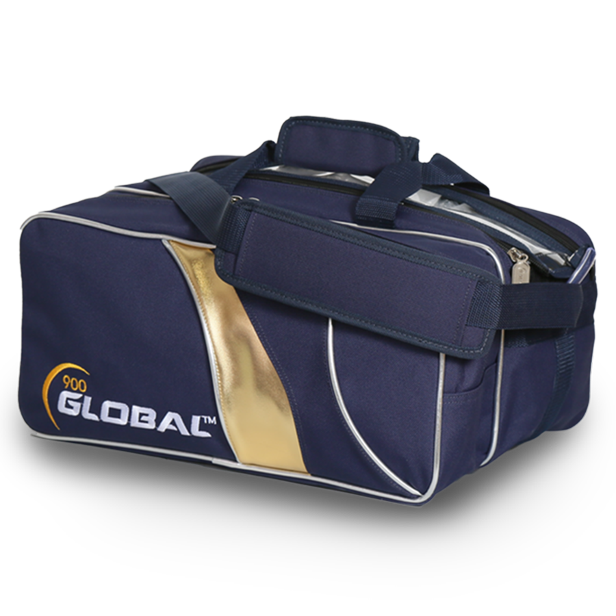 900 Global 2 Ball Deluxe Travel Tote Blue/Gold Bowling Bag suitcase league tournament play sale discount coupon online pba tour