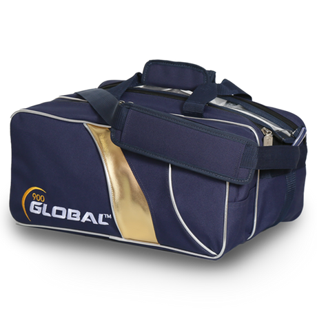 900 Global 2 Ball Deluxe Travel Tote Blue/Gold Bowling Bag suitcase league tournament play sale discount coupon online pba tour