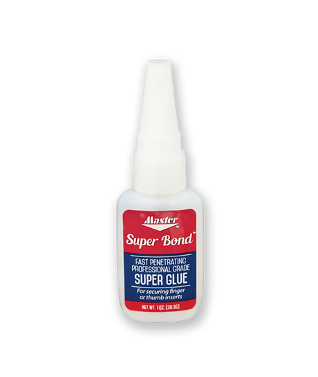 Super Bond Instantly secures all types of finger and thumb inserts. High-strength adhesive requires a very small quantity.