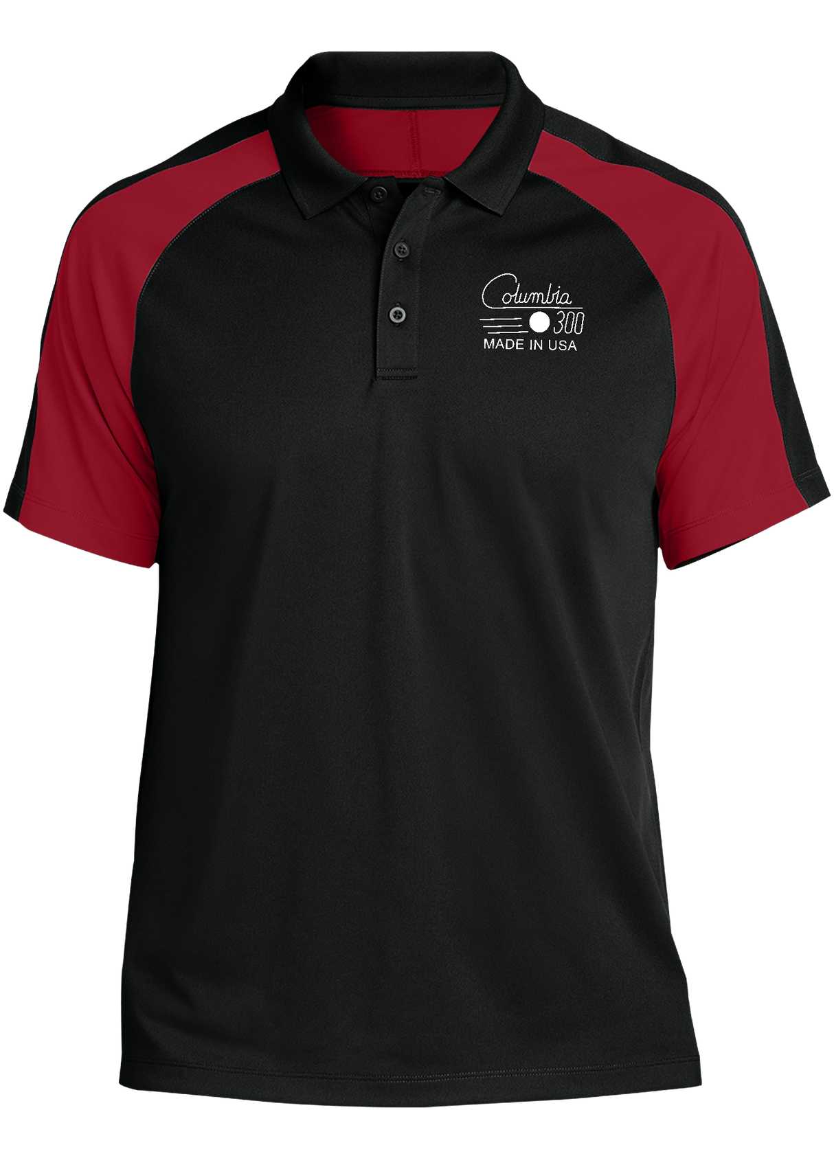 columbia-300-retro-white-tournament-polo-black-red bowl bowling shirt league tournament bowler shirt