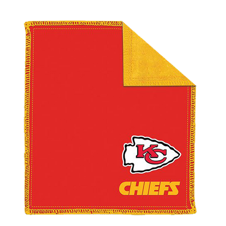 NFL Kansas City Chiefs Shammy bowling Ultimate oil removing pad Leather on both sides Restores tacky feel for better ball performance Embroidered logos 8" x 7.5"
