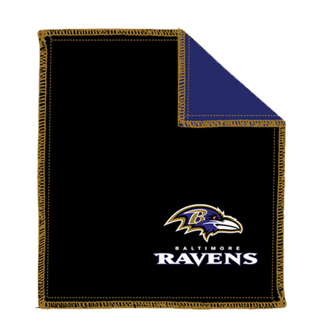 NFL Shammy Baltimore Ravens Ultimate oil removing pad Leather on both sides Restores tacky feel for better ball performance Embroidered logos 8" x 7.5"