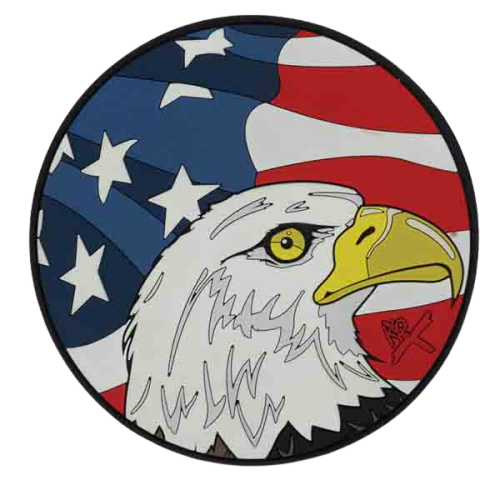 USA Flag/Eagle Round Leather Shammy Pad