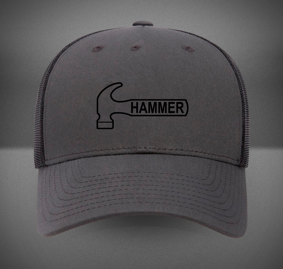 Hammer Bowling Black Logo Retro Trucker Hat