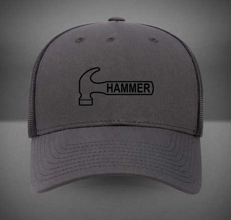 Hammer Bowling Black Logo Retro Trucker Hat