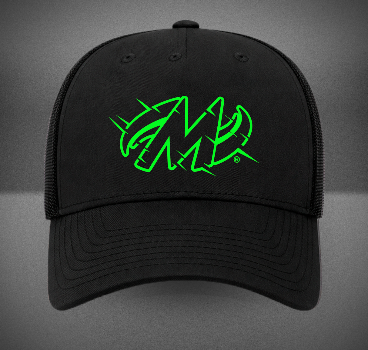 Motiv Bowling V2M Green Retro Black Trucker Hat