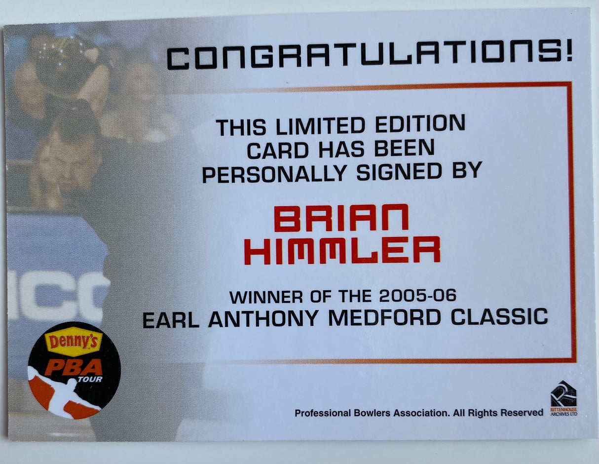 Brian Himmler 2008 Rittenhouse PBA Autograph Bowling Card