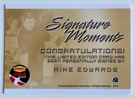 Mike Edwards 2008 Rittenhouse Signature Moments PBA Autograph Bowling Card