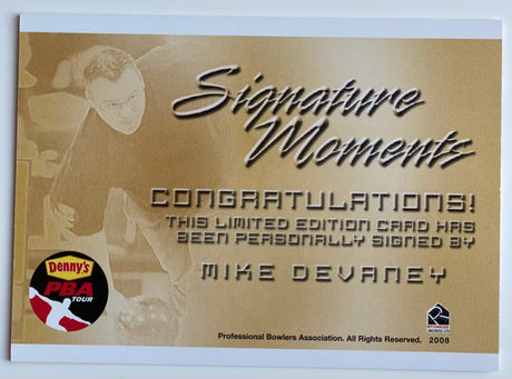 Mike DeVaney 2008 Rittenhouse Signature Moments PBA Autograph Bowling Card