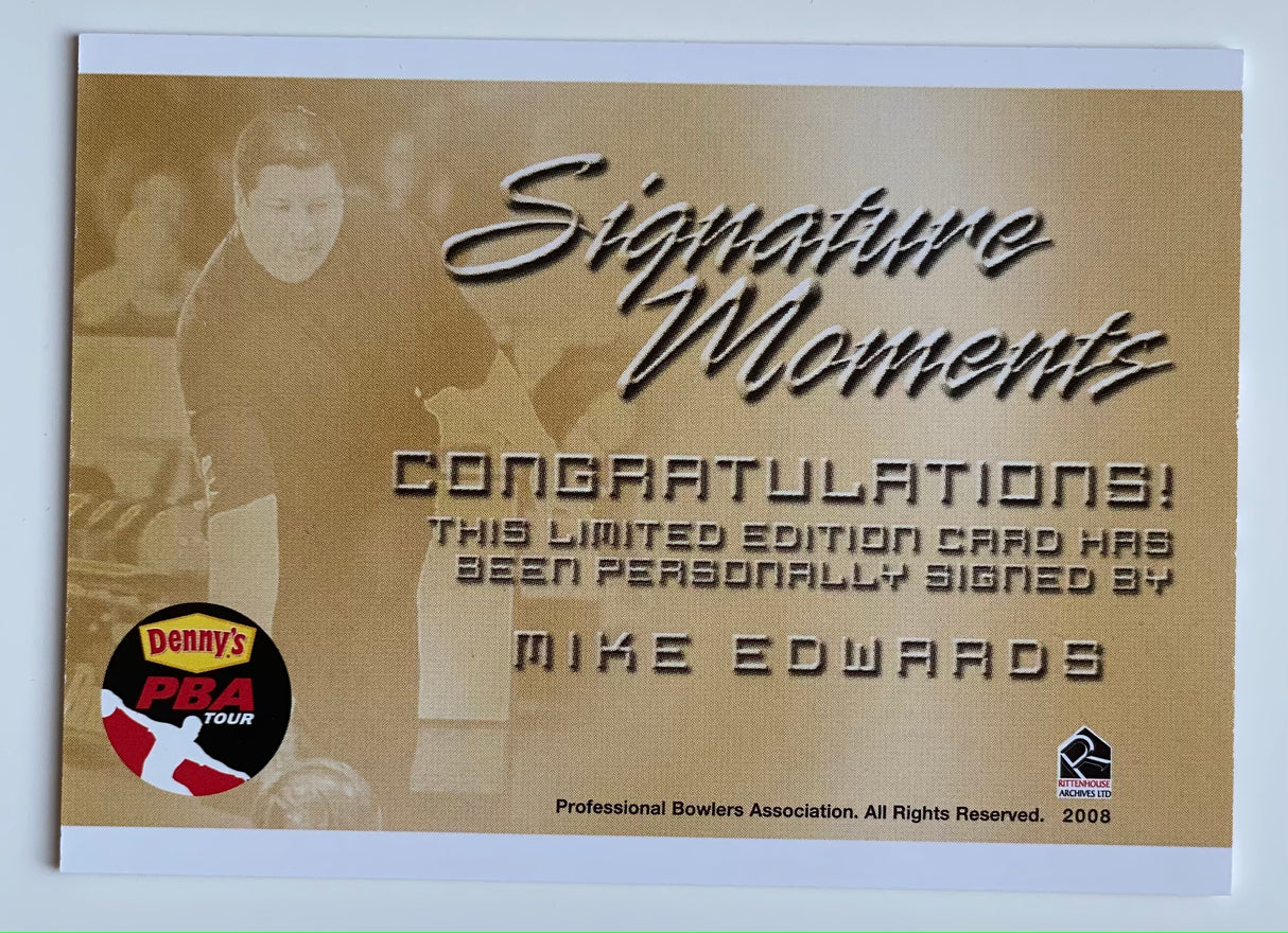 Mike Edwards 2008 Rittenhouse Signature Moments PBA Autograph Bowling Card