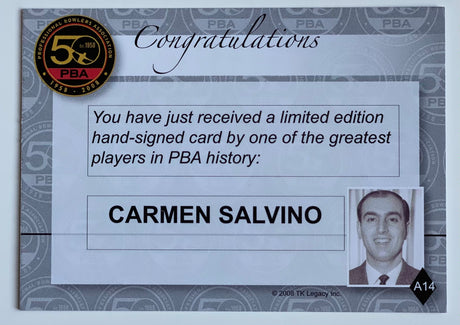 Carmen Salvino 2008 Rittenhouse PBA 50th Anniversary Autograph Card