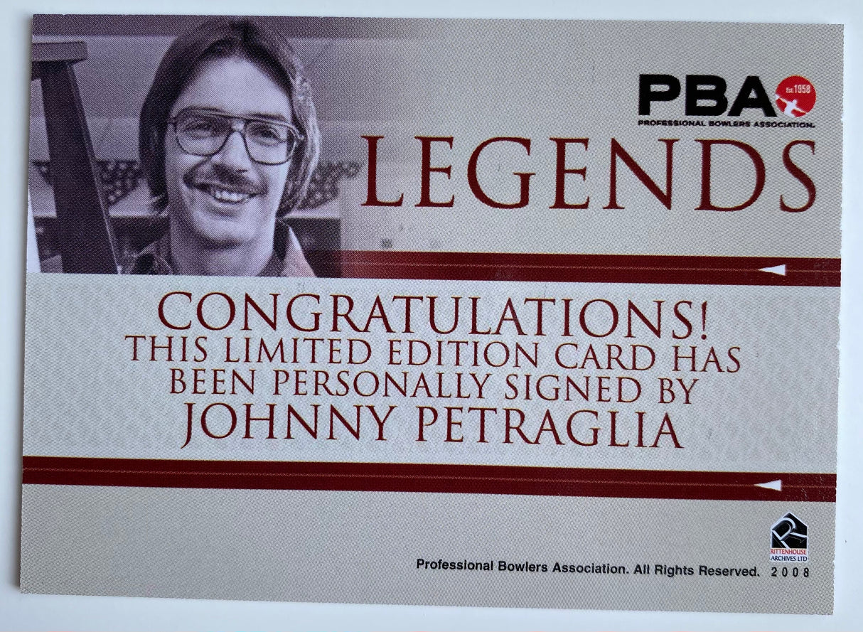 Johnny Petraglia 2008 Rittenhouse PBA Legends Autograph Bowling Card