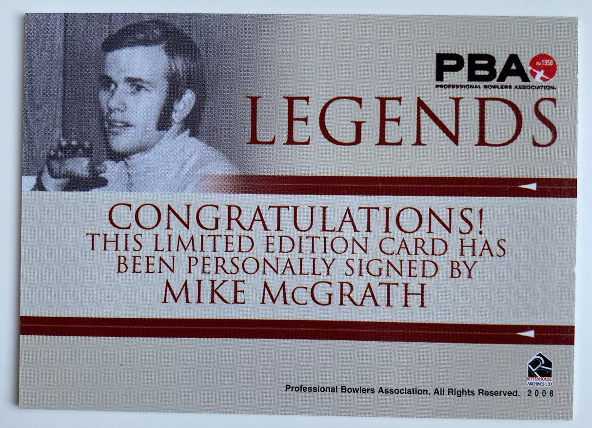 Mike McGrath 2008 Rittenhouse PBA Legends Autograph Bowling Card