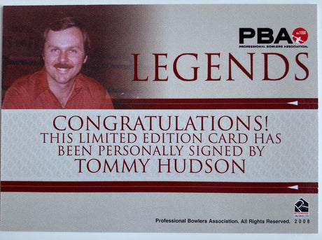 Tommy Hudson 2008 Rittenhouse PBA Legends Autograph Bowling Card