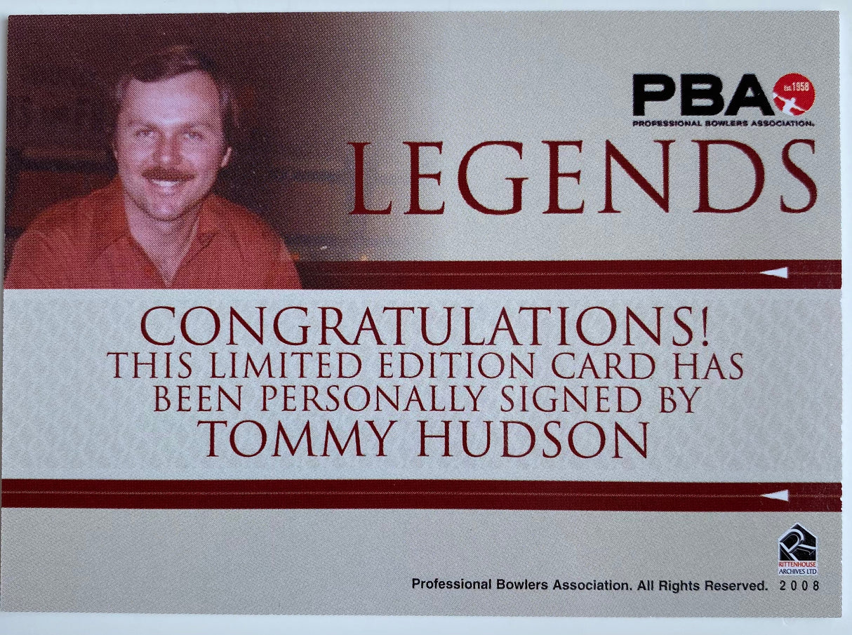 Tommy Hudson 2008 Rittenhouse PBA Legends Autograph Bowling Card