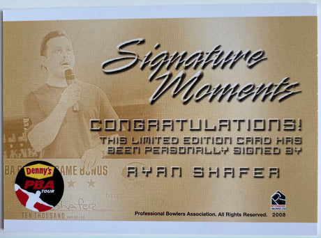 Ryan Shafer 2008 Rittenhouse Signature Moments PBA Autograph Bowling Card