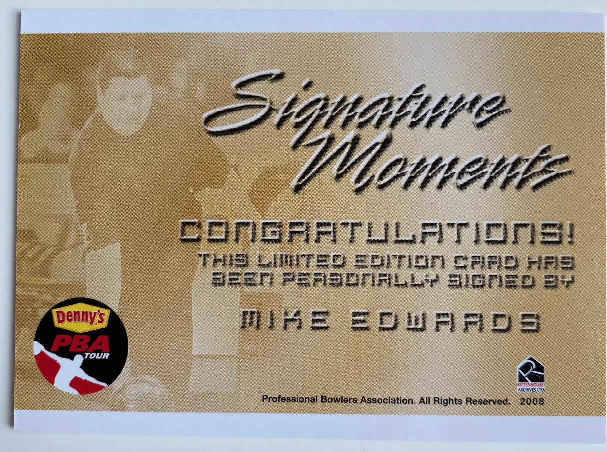Mike Edwards 2008 Rittenhouse Signature Moments PBA Autograph Bowling Card