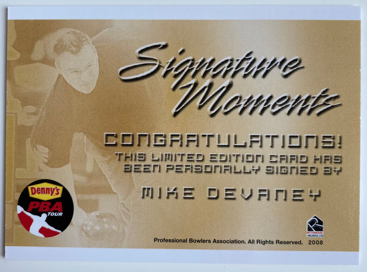 Mike DeVaney 2008 Rittenhouse Signature Moments PBA Autograph Bowling Card
