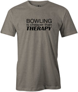 Bowling is Cheaper Than Therapy Men's T-Shirt, Grey, cool, funny, tshirt, tee, tee shirt, tee-shirt, league bowling, team bowling, ebonite, hammer, track, columbia 300, storm, roto grip, brunswick, radical, dv8, motiv.