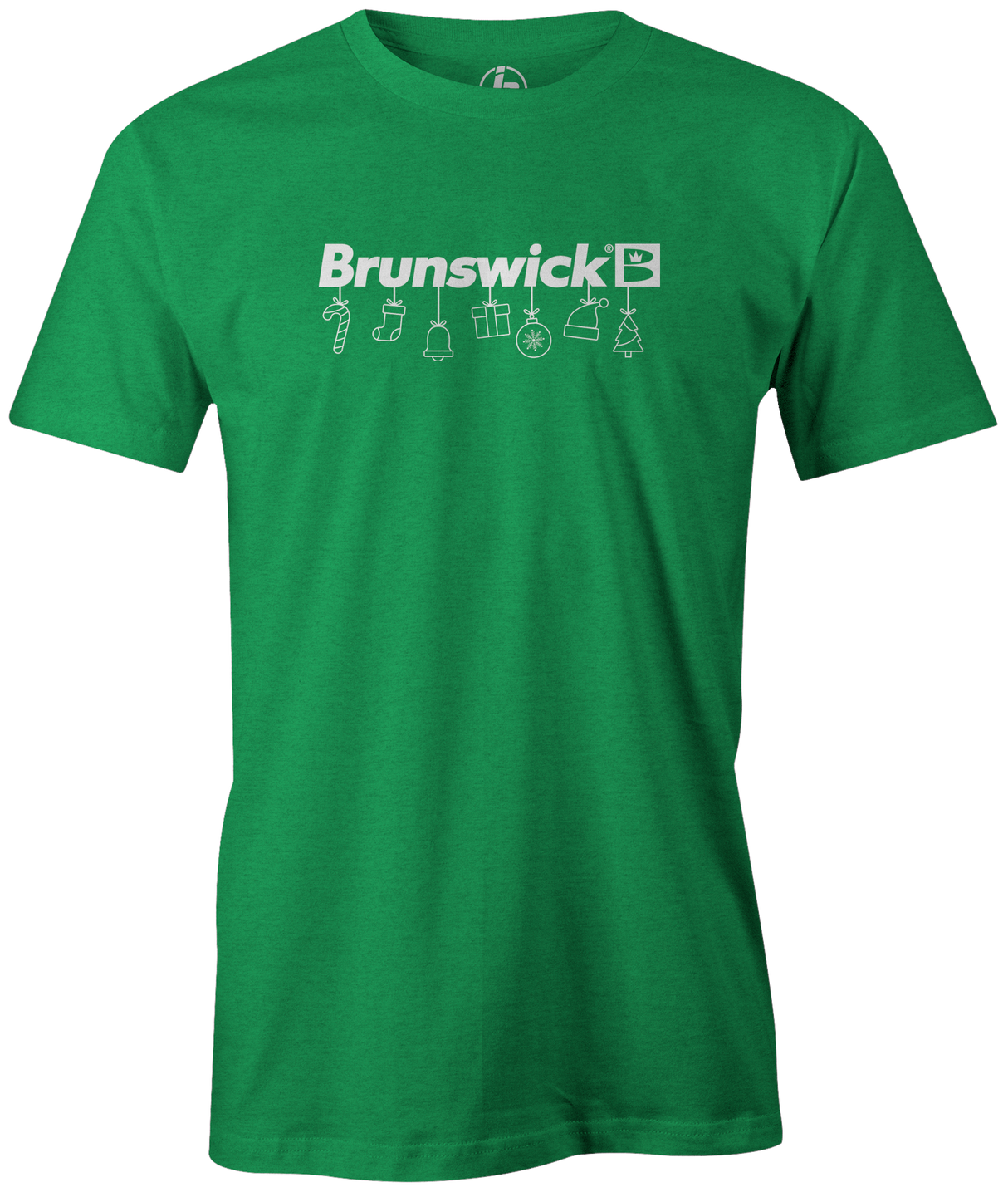 Tis' the season for Christmas bowling tee shirts. Show your Merriness on and off the lanes with the Brunswick bowling Holiday T-shirt!  ugly t-shirt comes in red and black colors. Show your holiday spirit with this shirt that helps you hook the ball at your office party or night out with your friends!  Bowling gift holiday gift guide. Tee-shirt gift. Christmas Tree
