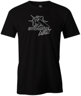 Dynamite Max by Swag Bowling. Swag Bowling Classic Logo T-shirt. This shirt is perfect for bowling practice, leagues or weekend tournaments. Men's T-Shirt, bowling ball, tee, tee shirt, tee-shirt, t shirt, t-shirt, tees, league, tournament shirt, PBA, PWBA, USBC. Charcoal, Black, Purple, Red
