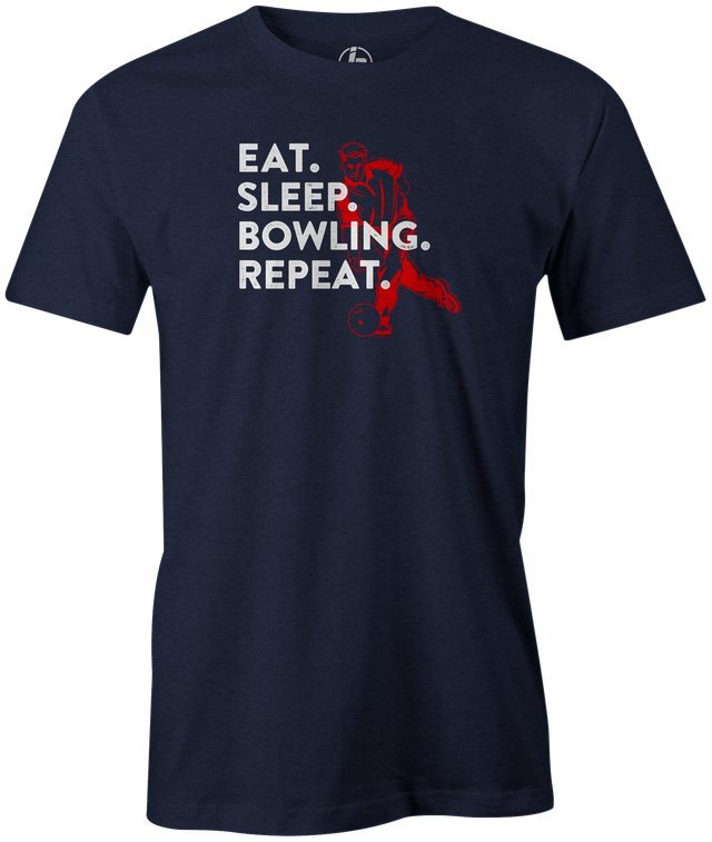Eat Sleep Bowling Repeat Men's Bowling shirt, navy, tee, tee-shirt, tee shirt, apparel, merch, cool, funny, vintage, father's day, gift, present, cheap, discount, free shipping, lifestlye.