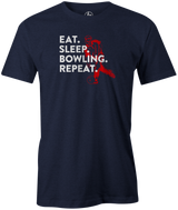 Eat Sleep Bowling Repeat Men's Bowling shirt, navy, tee, tee-shirt, tee shirt, apparel, merch, cool, funny, vintage, father's day, gift, present, cheap, discount, free shipping, lifestlye.